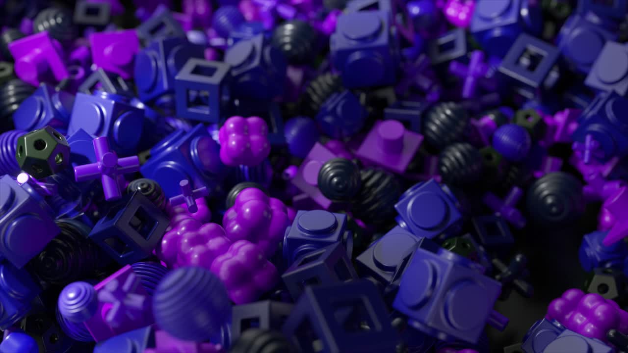 representación 3d abstracta de formas geométricas en púrpura y azul