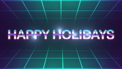 Happy-Holidays-with-neon-blue-grid-in-dark-space