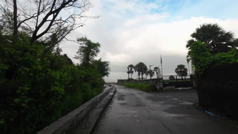 bike-ride-full-empty-road-village-side