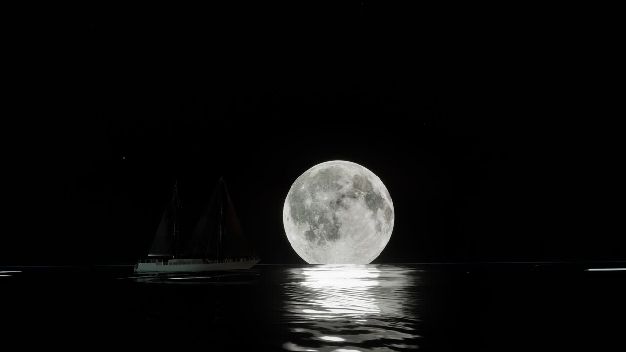 Sailboat Under a Full Moon