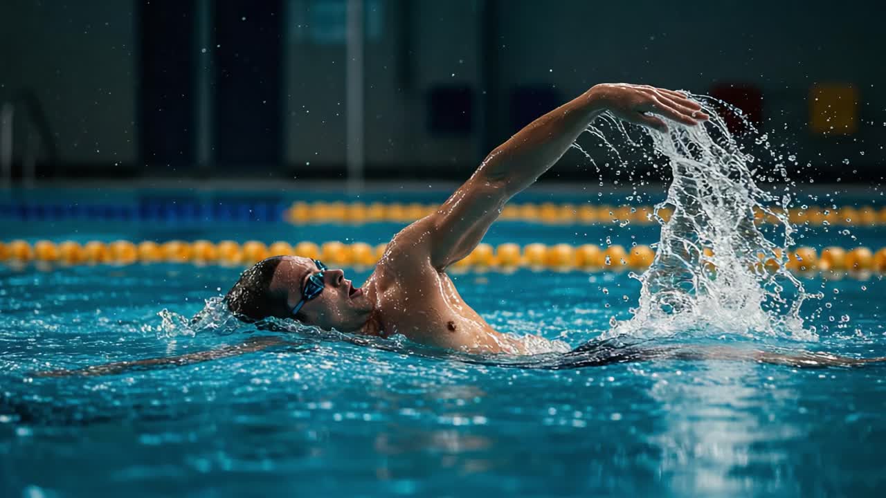 Dynamic Swimming Techniques Showcased in Action: Exploring the Power and Precision of a Competitive Swimmer in a Clear Blue Pool Environment