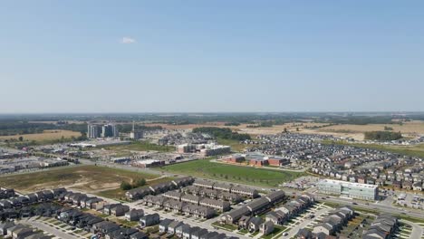 Aerial-shot-over-busy-road-in-a-London-suburb