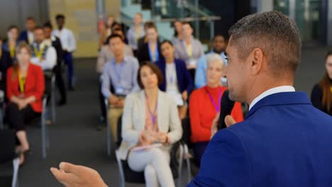 male speaker speaking in the business seminar 4k