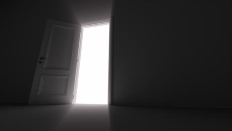 open door shine in dark room