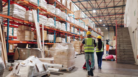 warehouse workers in a storage facility