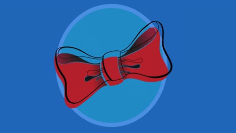 animation of bow tie in circle on blue background