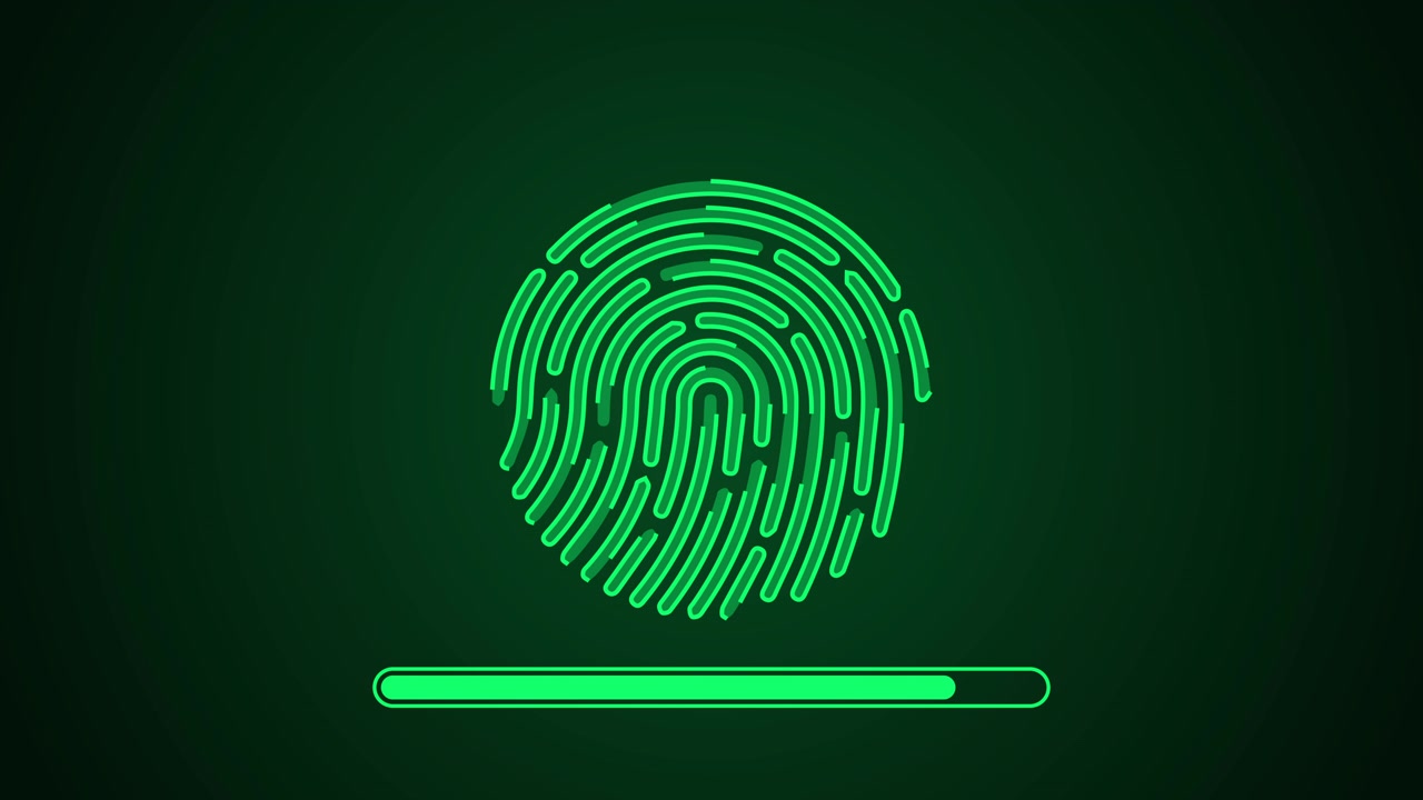 Digital Fingerprint Scanning Animation with Loading Progress Bar