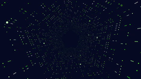 futuristic hexagons with neon dots and lines in vertigo on dark gradient
