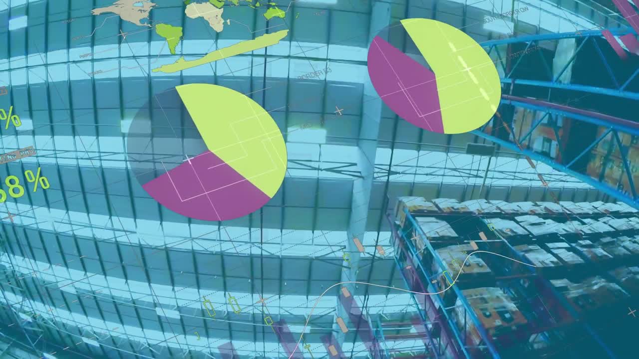 composición digital del procesamiento de datos estadísticos en comparación con el almacén en segundo plano