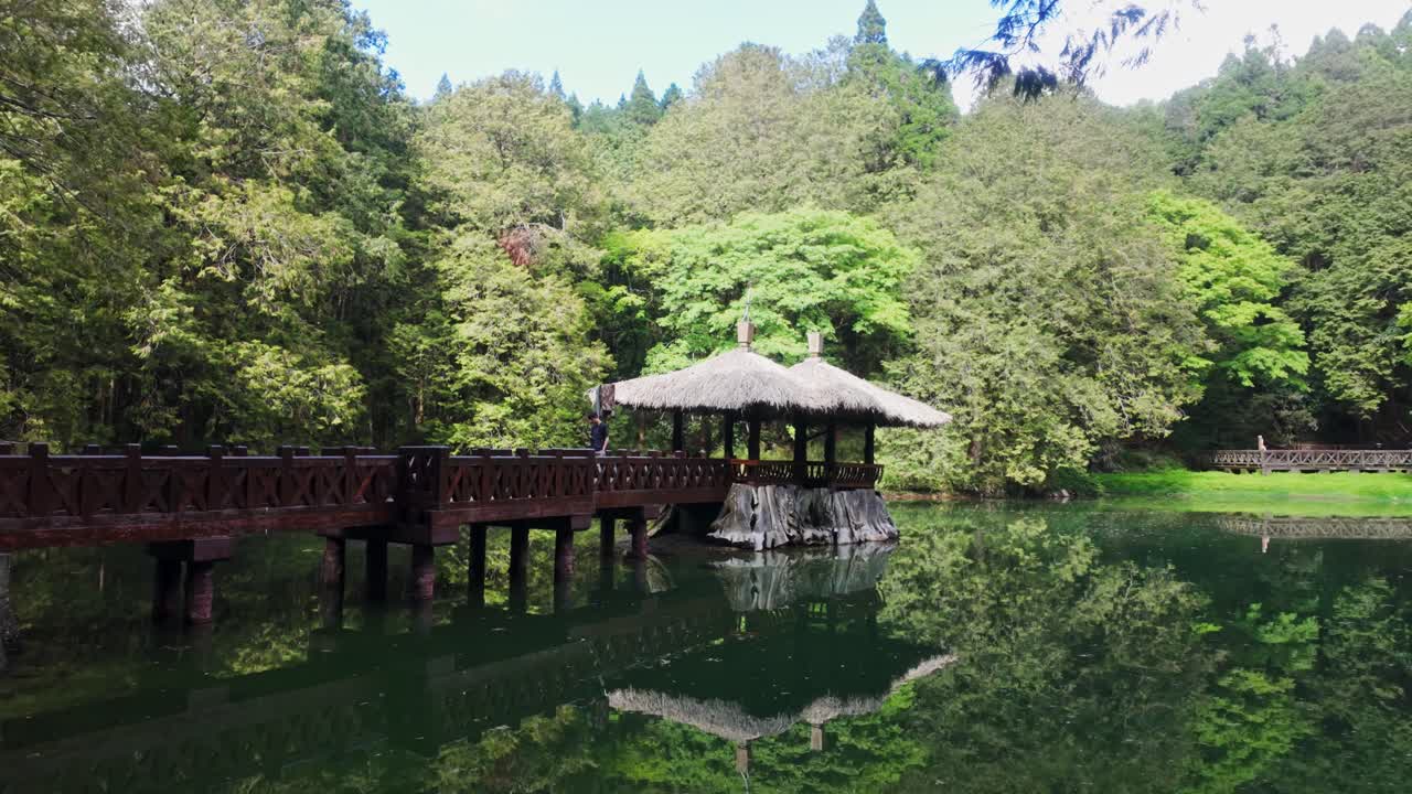 Three sisters pond establishing overview in Alishan Chiayi Taiwan