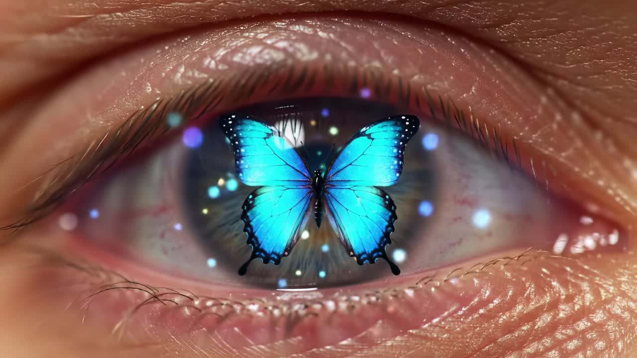 An Enchanting Butterfly Emerges Within the Eye, Symbolizing Beauty, Transformation, and the Delicate Connection Between Nature and the Human Spirit