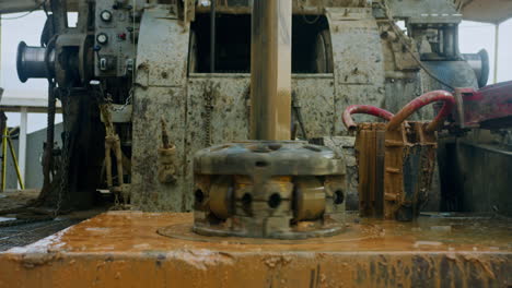 rotating element of drilling machine for oil and gas production. close up. modern equipment for mining.