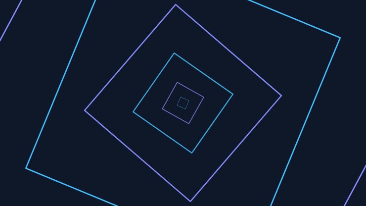 Abstract Tunnel of Glowing Neon Squares