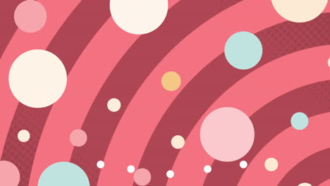 animation of colorful dots flying over pink background