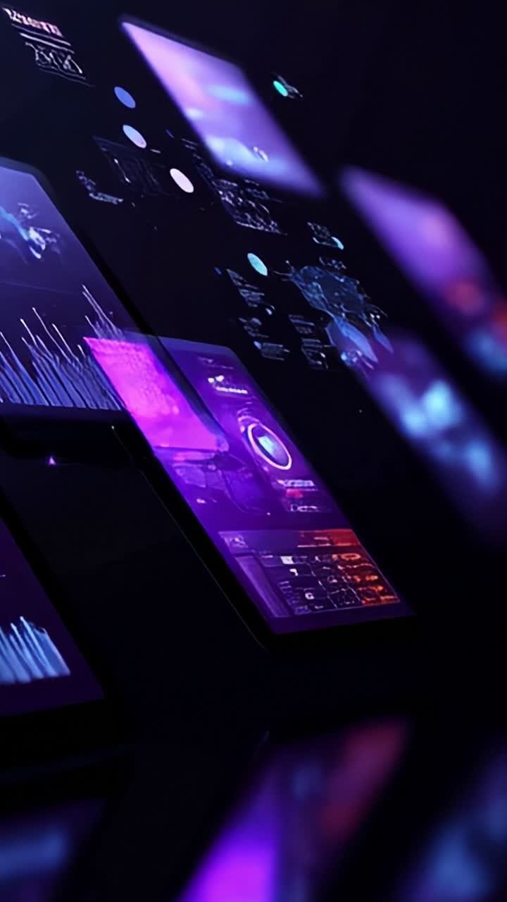 Futuristic Digital Interface Display with Advanced Data Visualization Graphics and Colorful Neon Aesthetics Highlighting Cutting-Edge Technology in Action