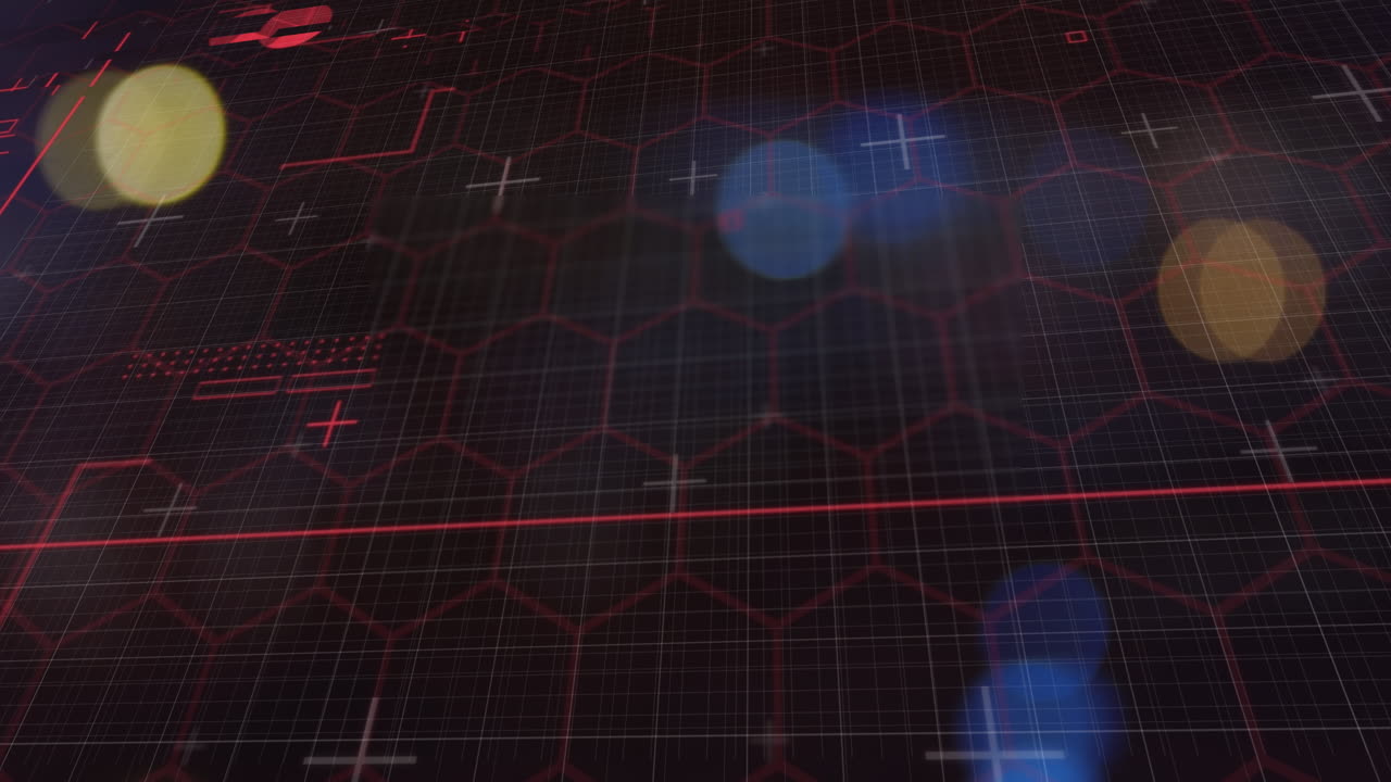 animación de luces y procesamiento de datos en espacio digital negro