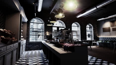 modern industrial coffee shop and bakery interior