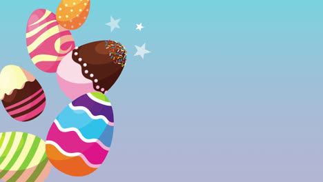 happy easter card with eggs painted floating