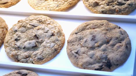 chocolate chip cookies on display