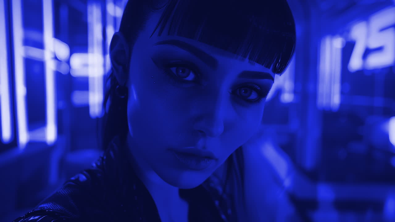 여성 vr 헤드과 함께 ai로 만들어진 기술