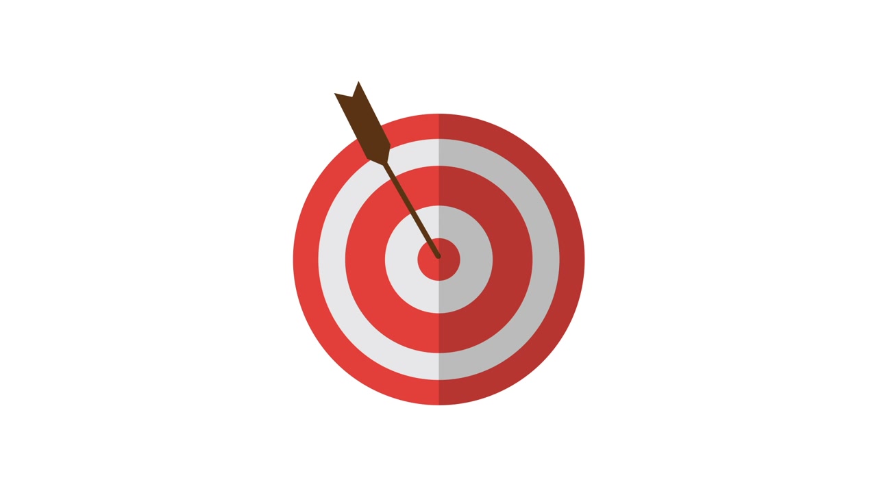 Arrow Hitting Bullseye on Red and White Target Animation