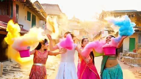 celebración de holi en la india