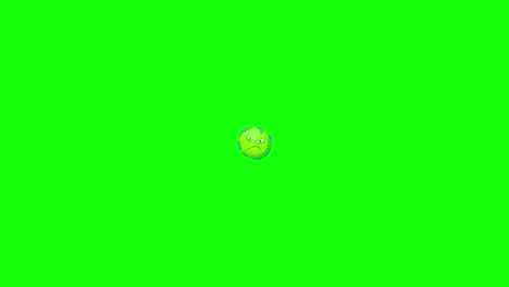 a virus character morphs and rotates against changing backgrounds, transitioning from black to white to green