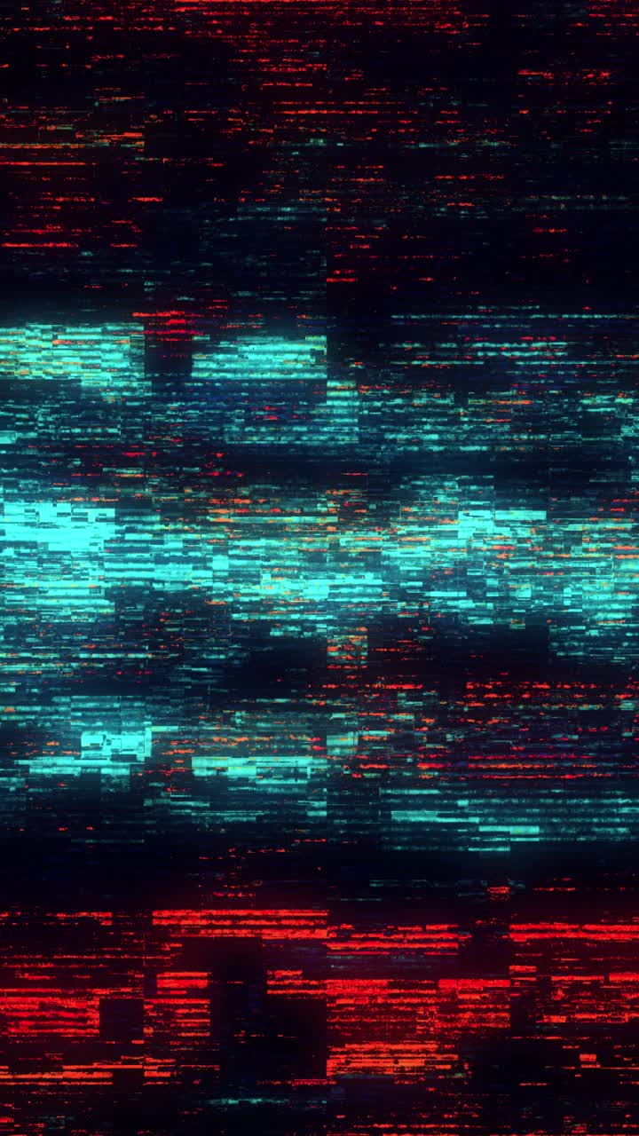 Dynamic Digital Glitch Background with Red and Blue Pixels