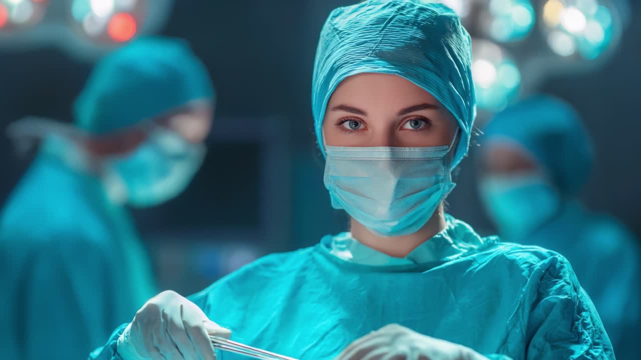 A Focused Surgeon in the Operating Room: Precision and Skill Amidst the Sterile Environment of Surgery, Collaborating with a Dedicated Medical Team for Successful Outcomes
