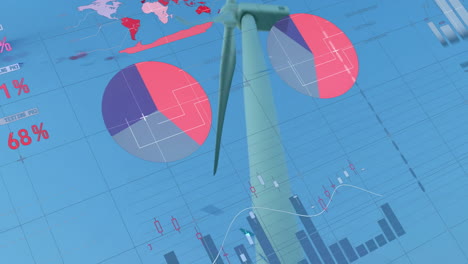 creating animation with charts, graphs, and percentages on blue background