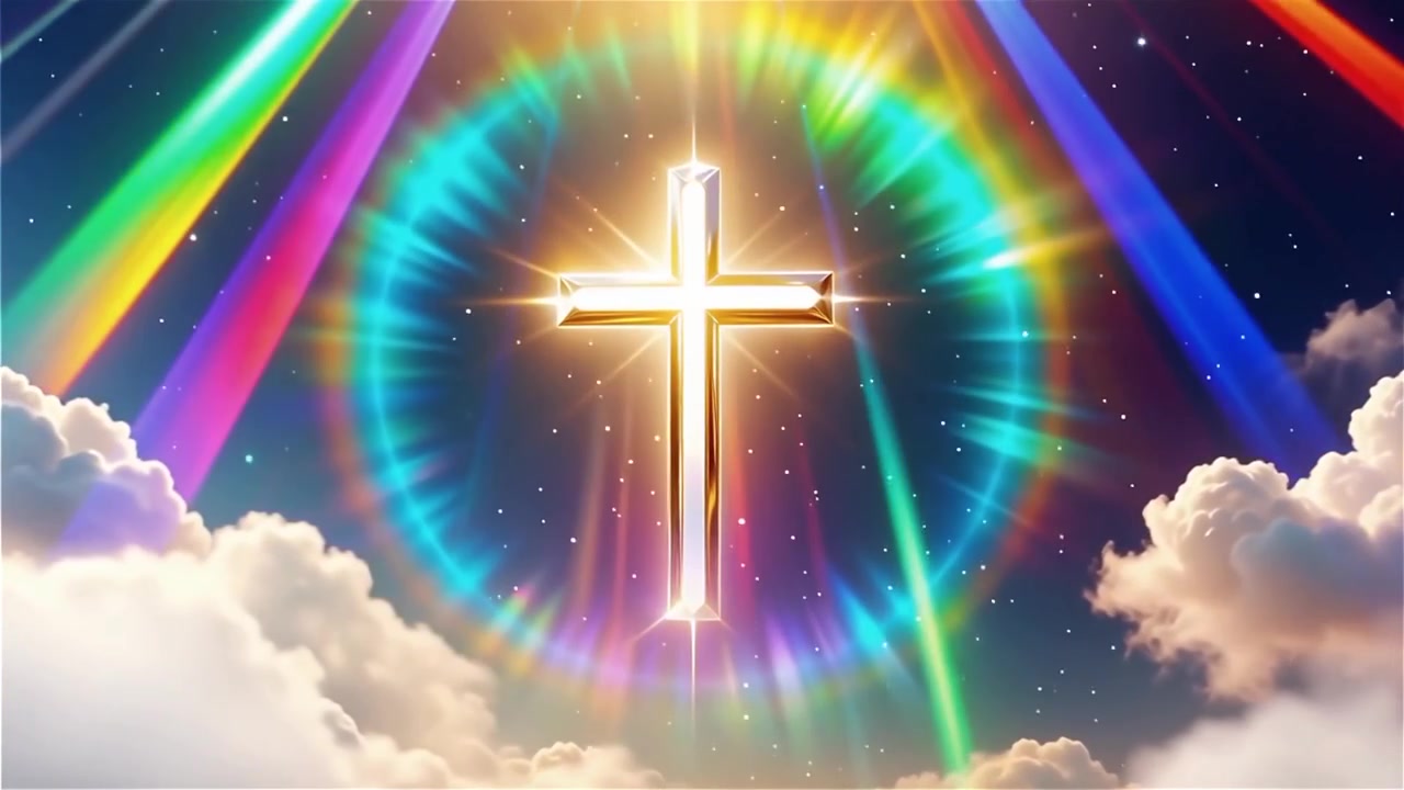 Cruz Cristiana con Luz Celestial, Fondo para Adoración.