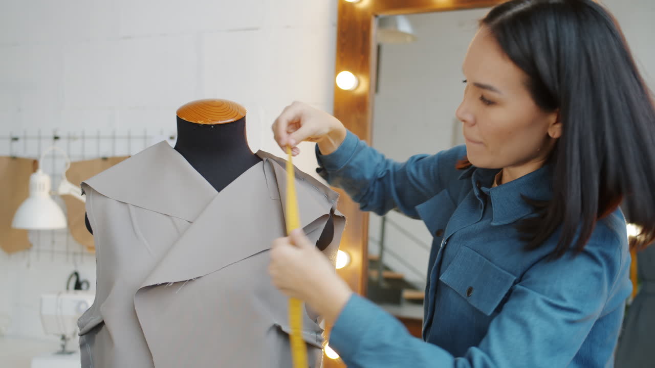 Fashion Designer Measuring a Prototype