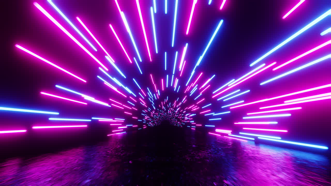 linee luminose orizzontali si muovono nello spazio. animazione a loop infinito.