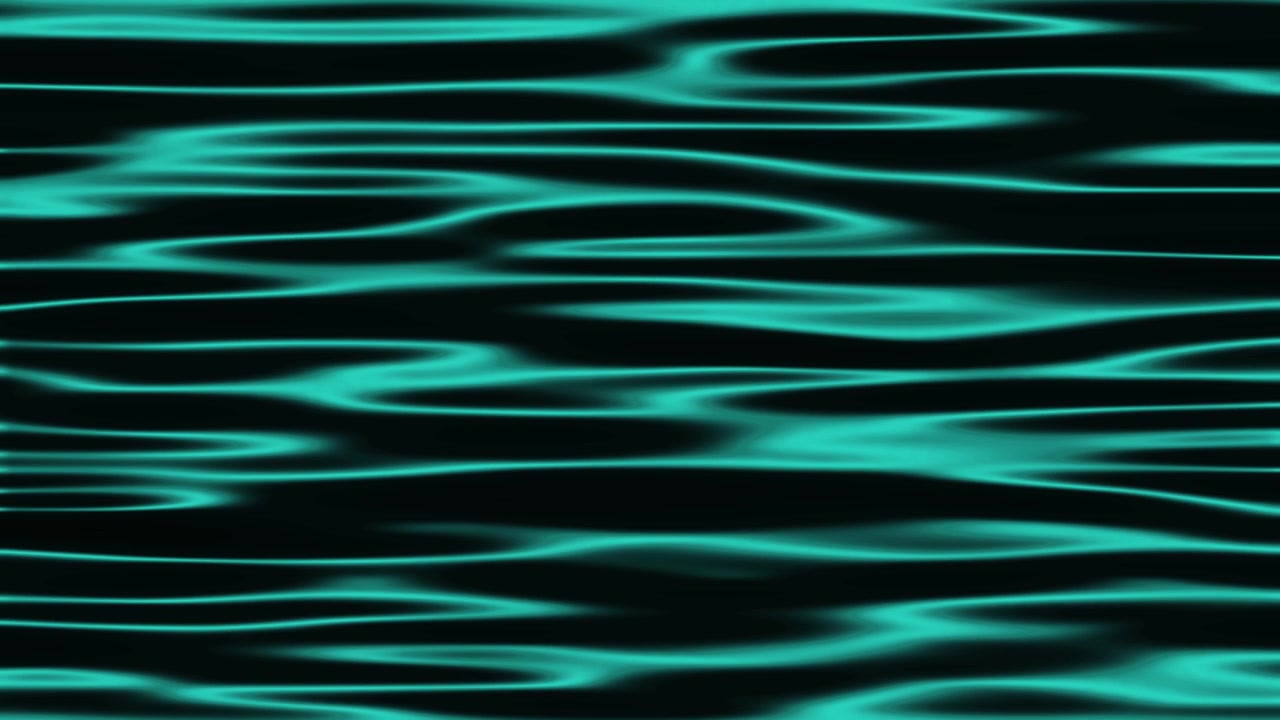 Abstract Glowing Teal Waves Flowing on Black Background