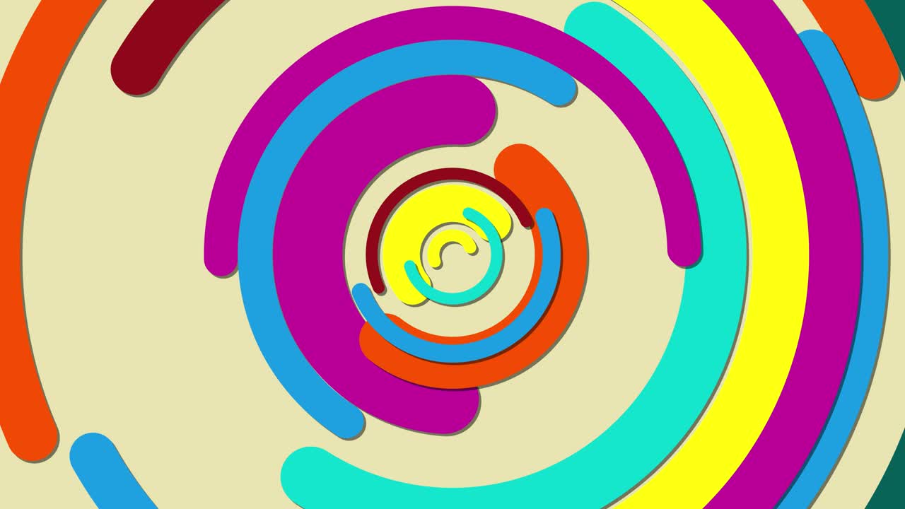 fondo brillante con un efecto espiral de rotación. anillos de mitad de color animación 3d