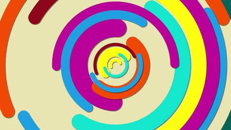 Bright background with a spiral effect of rotation. Colored half rings 3D animation