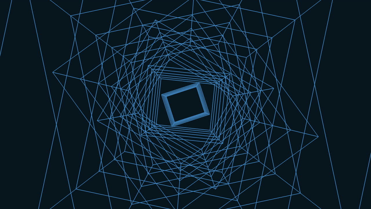 cubo digital con líneas conectadas de neón en degradado negro