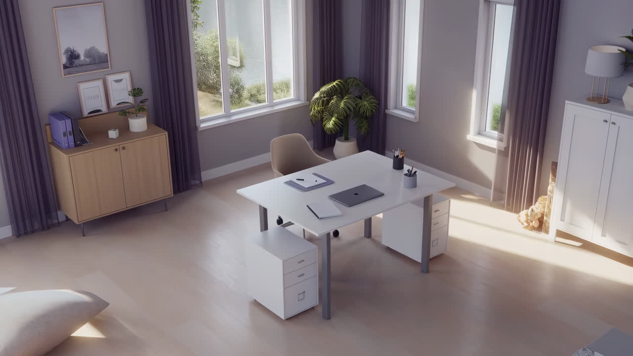 Modern Home Office Interior with Desk and Natural Light