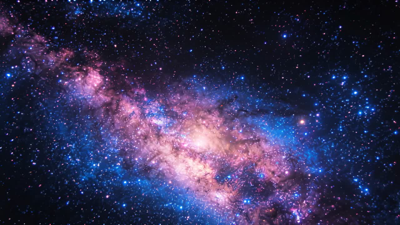Inizio dello zoom della telecamera che si muove verso una nebulosa nello spazio profondo per rivelare i dettagli del nucleo luminoso.