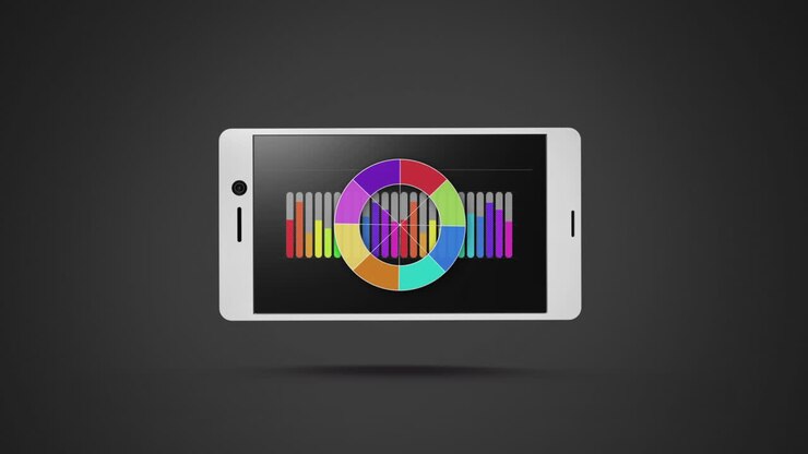 Smartphone with colours on its screen