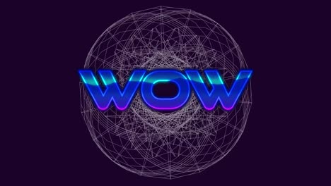 animación de texto wow sobre círculos móviles formas geométricas en fondo oscuro