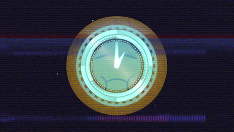 digital animation of neon digital clock ticking over sick face emoji against black background