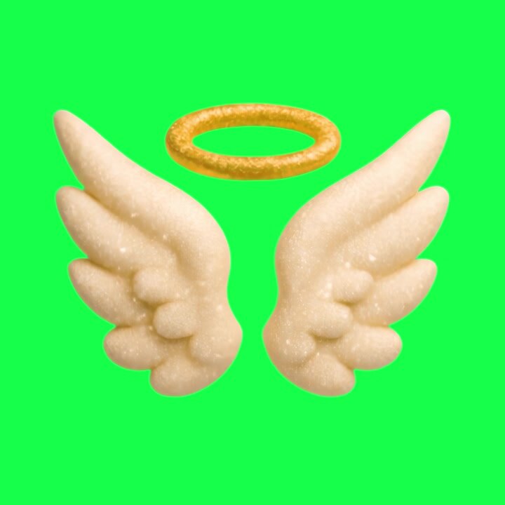 Animated Angel Wings and Halo on Green Screen