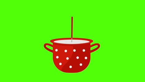 saucepan animation on green screen chroma key, flat design element