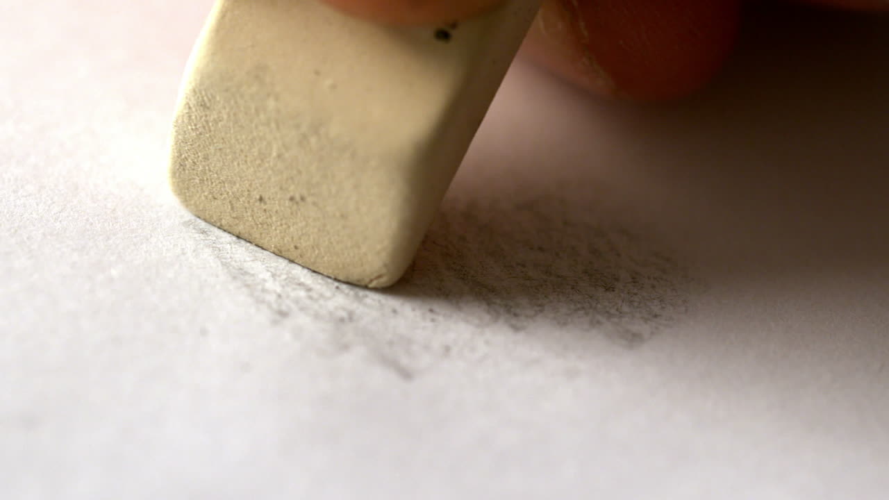 hombre frotando el lápiz en la página