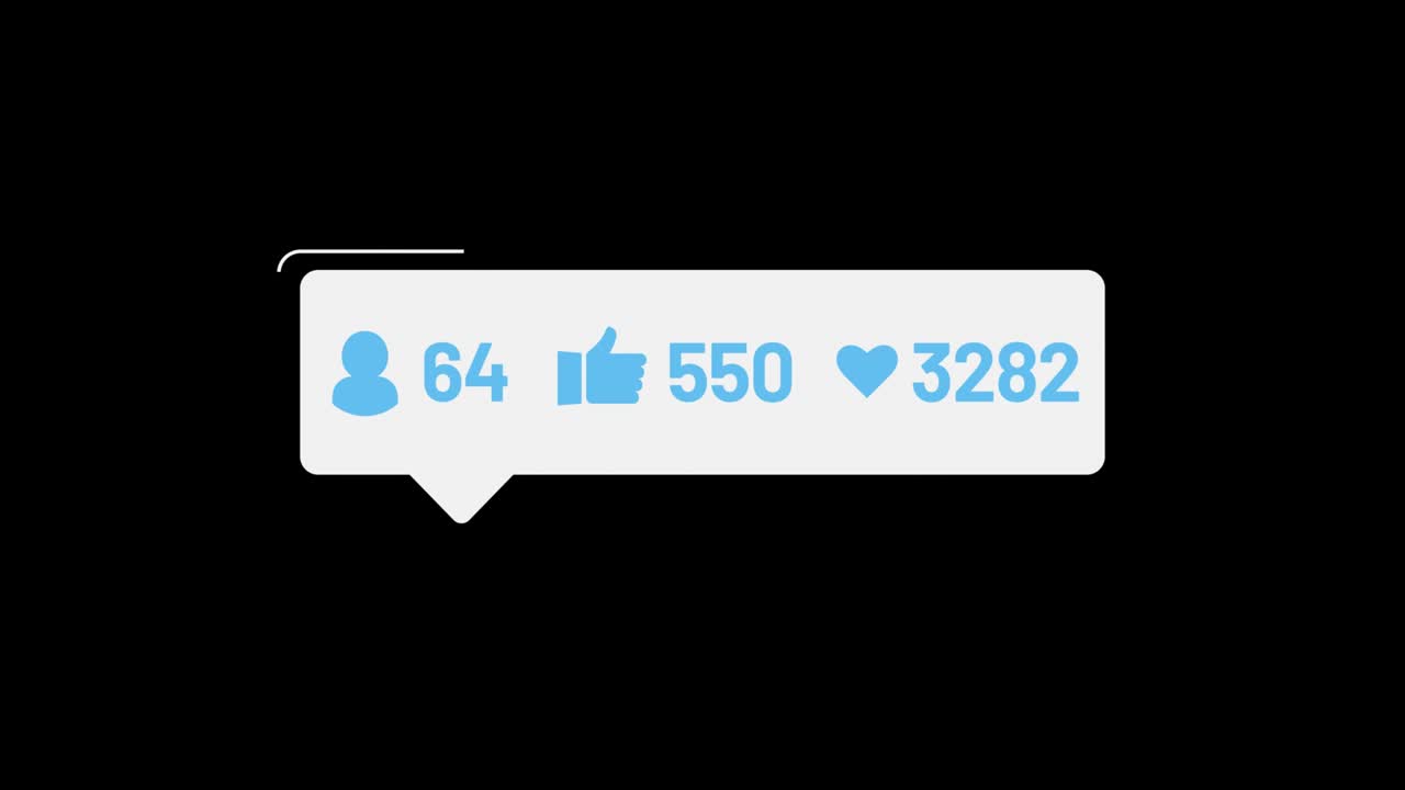 Social media icons with increasing numbers, social media networking, animation, video isolated alpha matte and green background