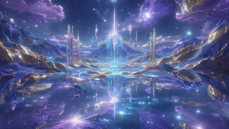 ethereal cosmic cityscape