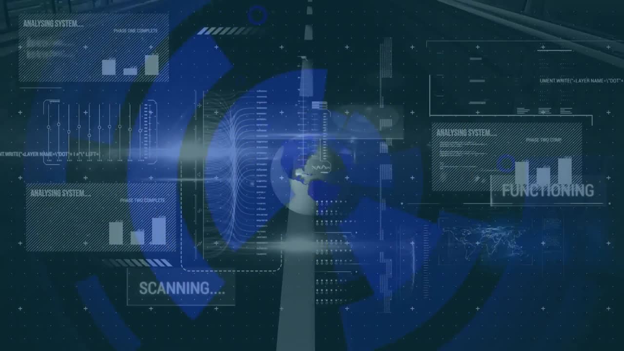 animación del procesamiento de datos financieros en todo el mundo y por carretera