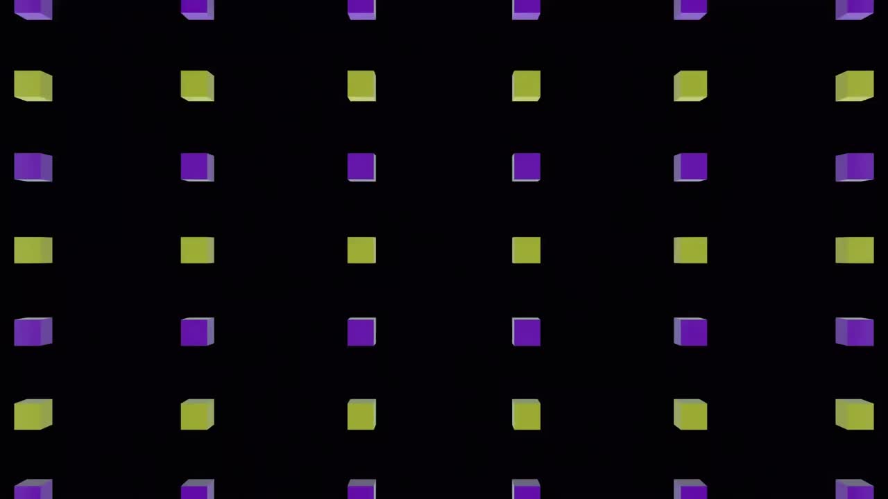 Animation of cubes over sparkles on blue background