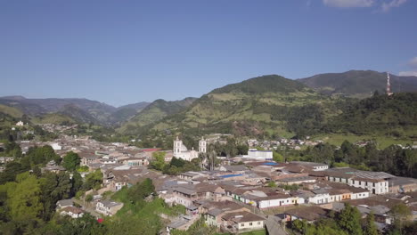 aerial drone shot of silvia a traditional village in colombia